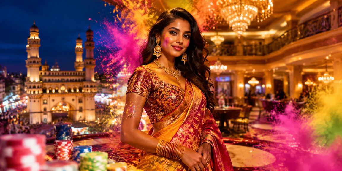 Festive gaming atmosphere in Hyderabad with casino theme