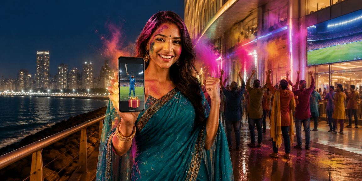 Mobile user placing cricket bets during Mumbai IPL match